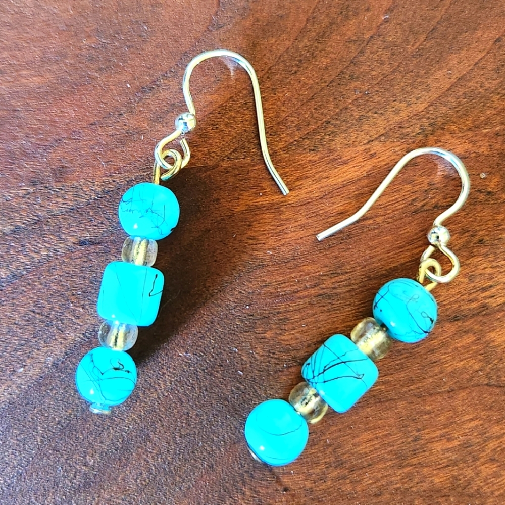 Turquoise Blue Stone dangle earrings